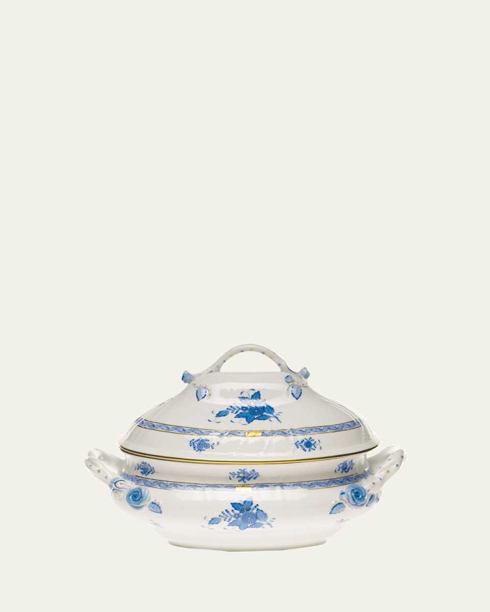 Chinese Bouquet Blue Tureen with Branch Handle